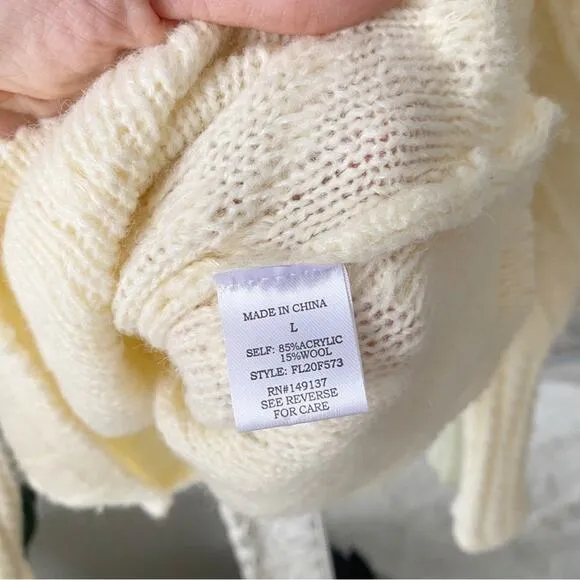 Vintage Textured Balloon Sleeve Knit Sweater