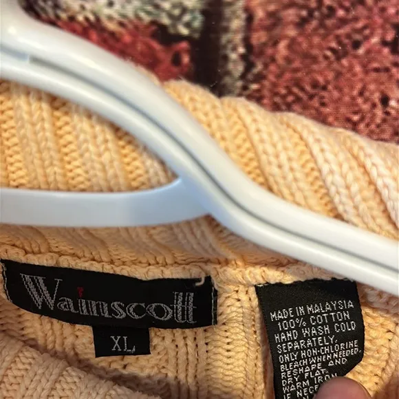 Vintage Wainscott Womens  Sweater Shawl Pullover Top Cable Knit yellow size:L