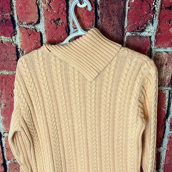 Vintage Wainscott Womens  Sweater Shawl Pullover Top Cable Knit yellow size:L