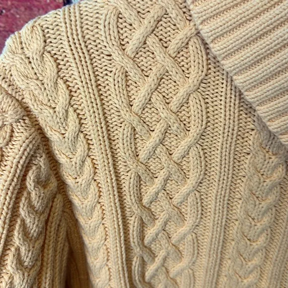 Vintage Wainscott Womens  Sweater Shawl Pullover Top Cable Knit yellow size:L