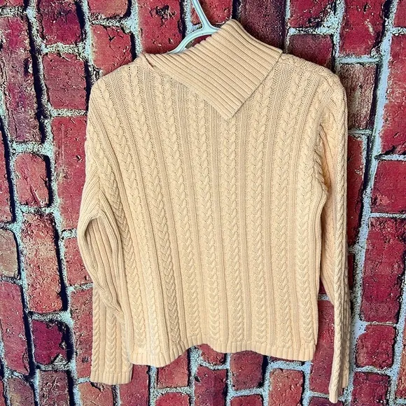 Vintage Wainscott Womens  Sweater Shawl Pullover Top Cable Knit yellow size:L