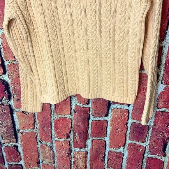Vintage Wainscott Womens  Sweater Shawl Pullover Top Cable Knit yellow size:L
