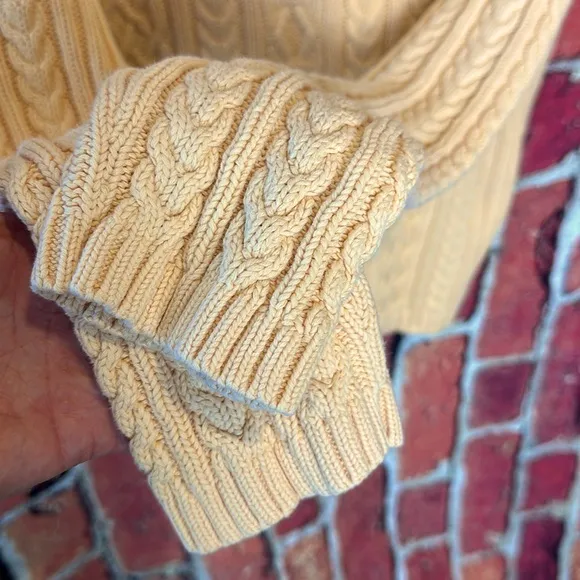 Vintage Wainscott Womens  Sweater Shawl Pullover Top Cable Knit yellow size:L