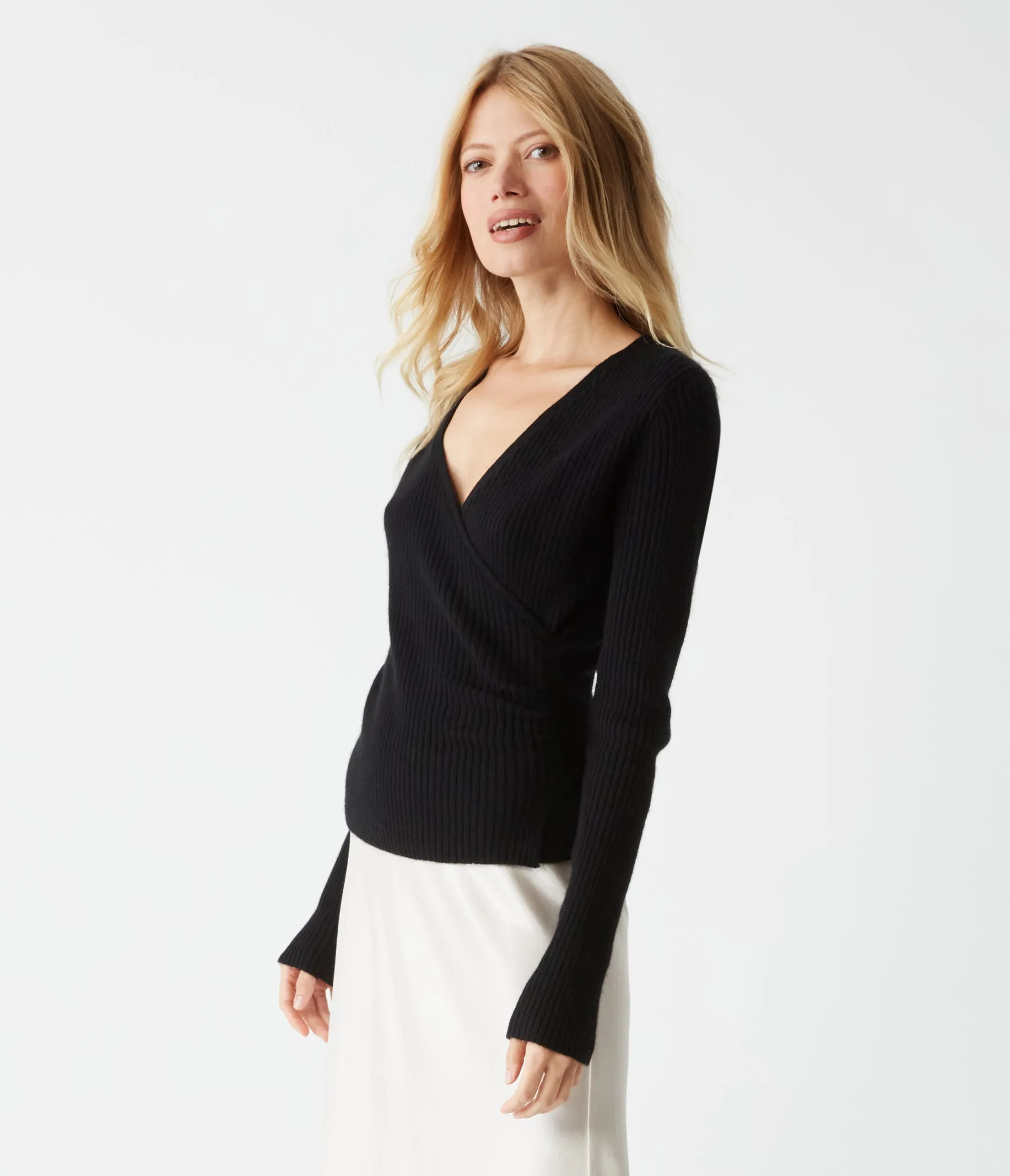 Vivian Surplice Cashmere Sweater