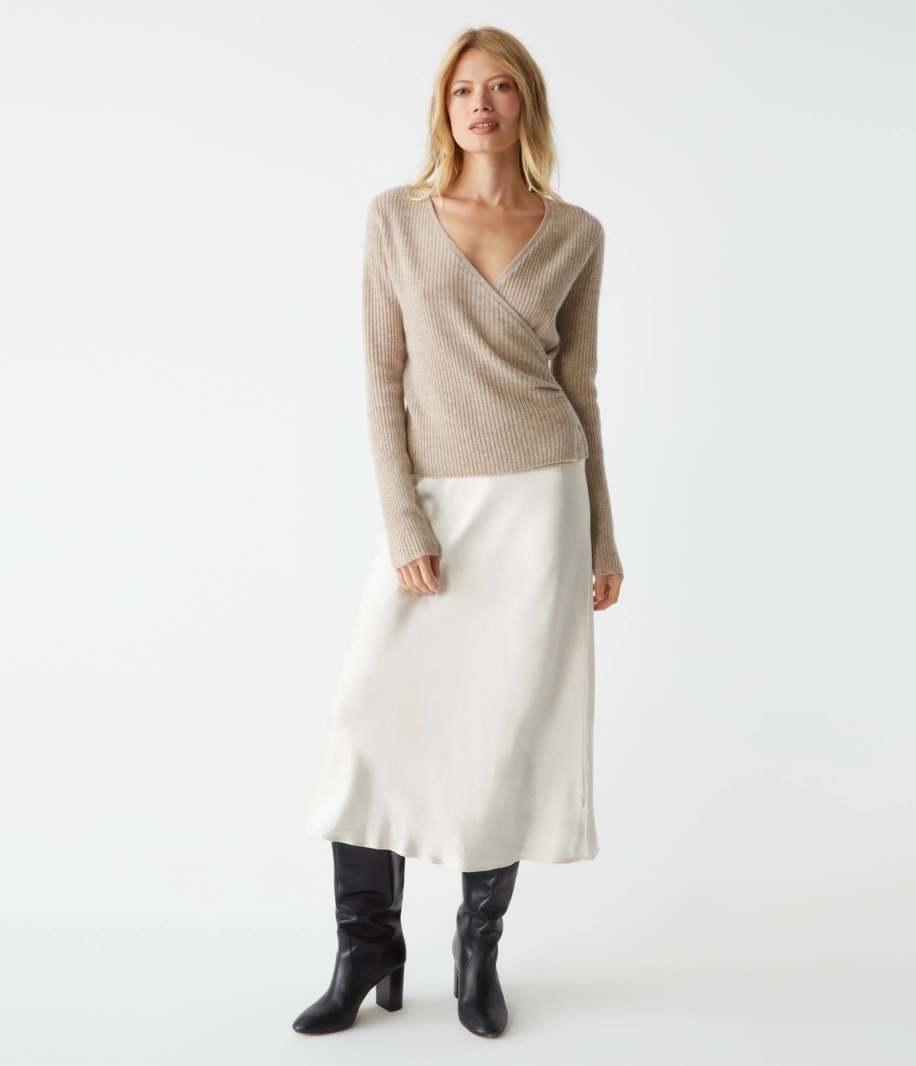 Vivian Surplice Cashmere Sweater