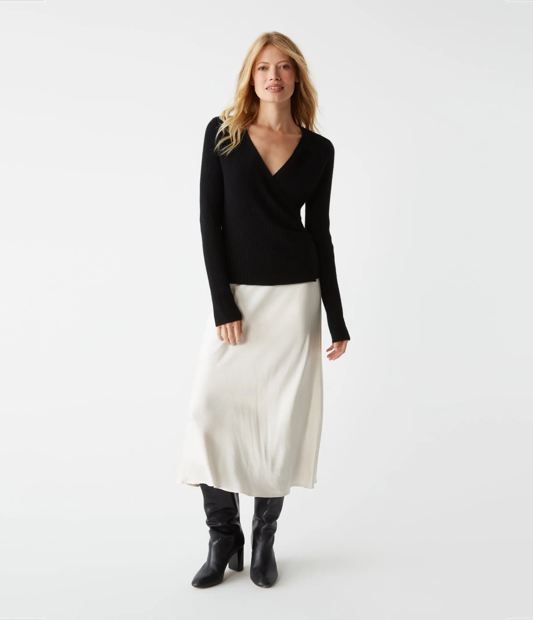 Vivian Surplice Cashmere Sweater