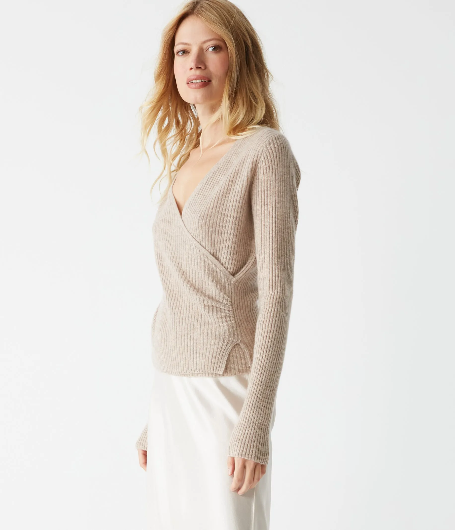 Vivian Surplice Cashmere Sweater