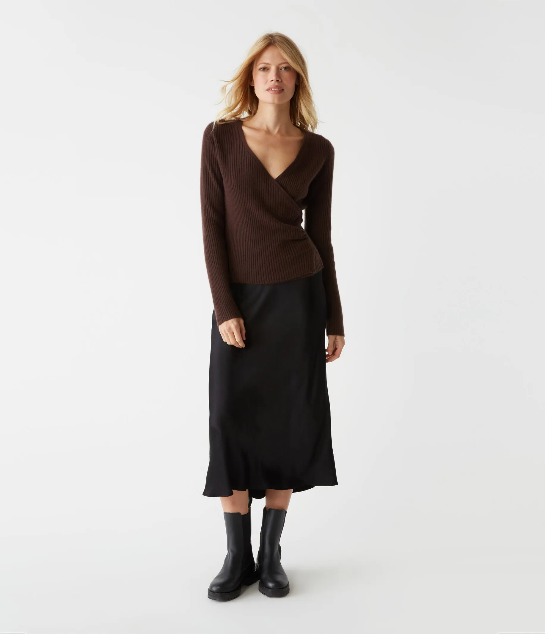 Vivian Surplice Cashmere Sweater