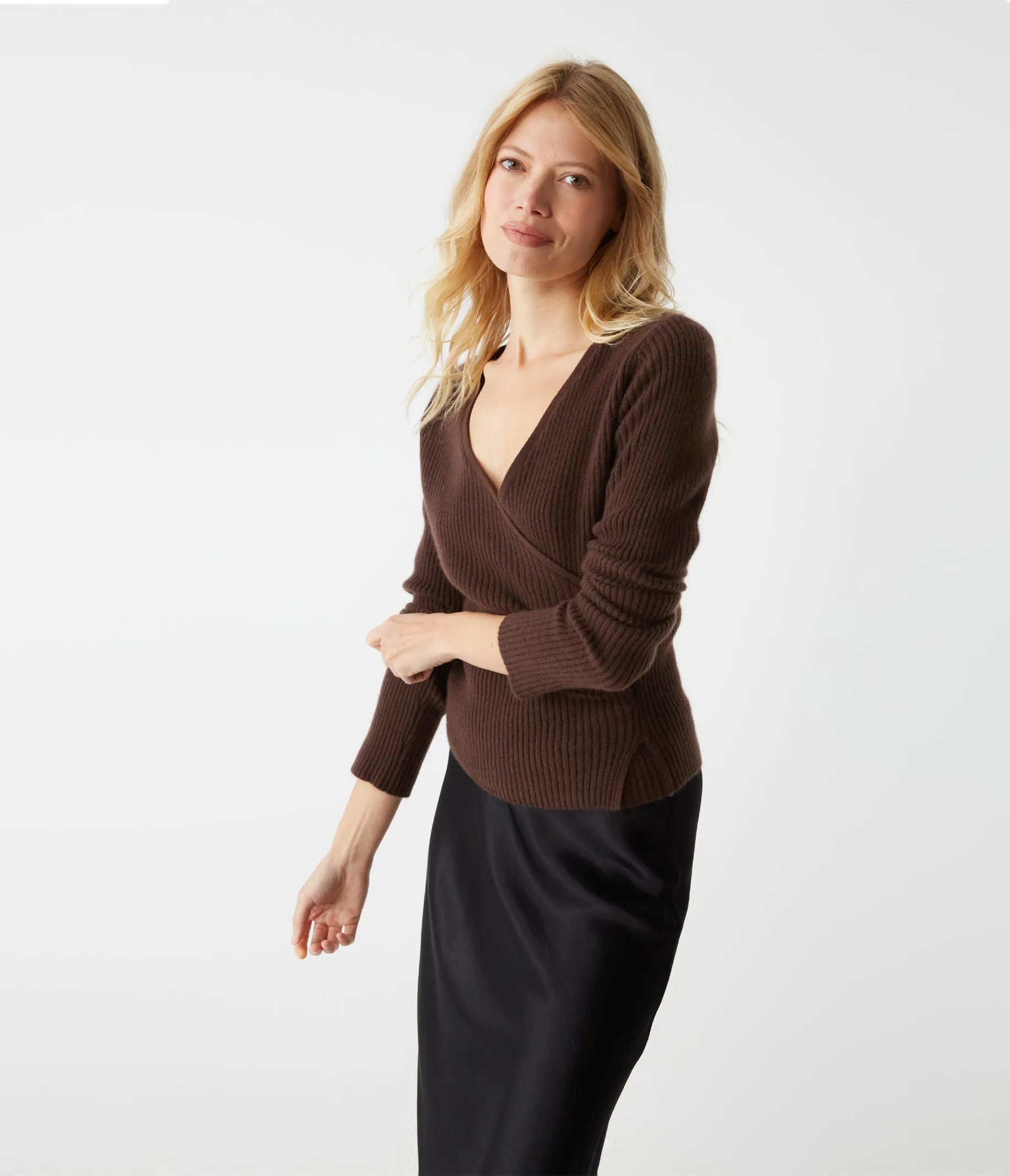 Vivian Surplice Cashmere Sweater