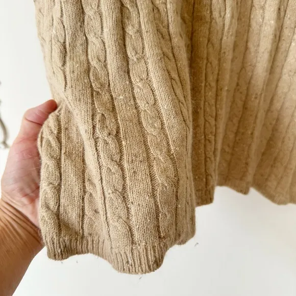 Vntg Liz Claiborne Silk Angora Blend Camel Cable Knit Sleeveless Sweater Vest XL