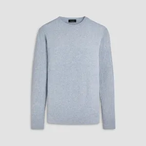 Waffle Knit Cotton Cashmere Crew Neck Sweater