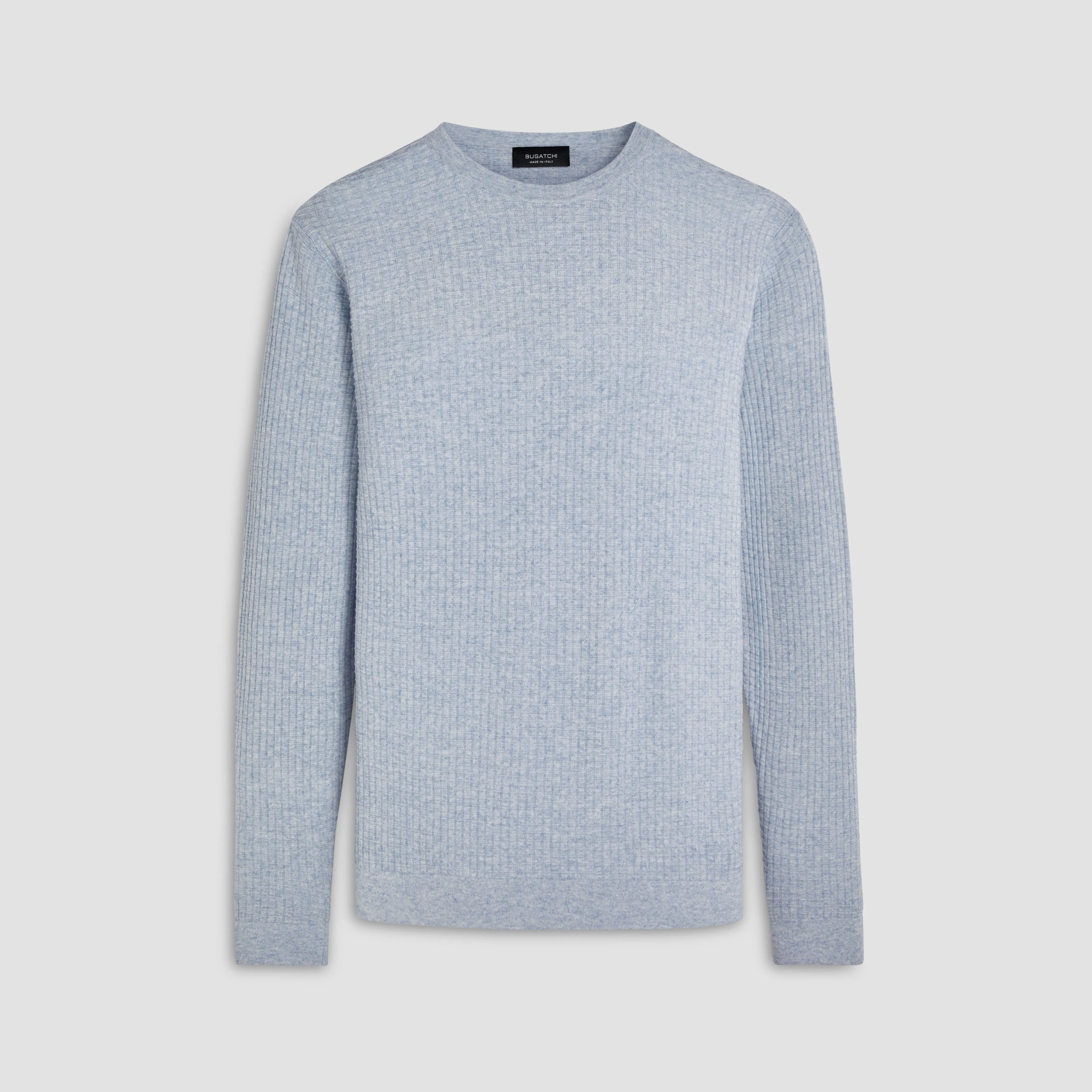 Waffle Knit Cotton Cashmere Crew Neck Sweater