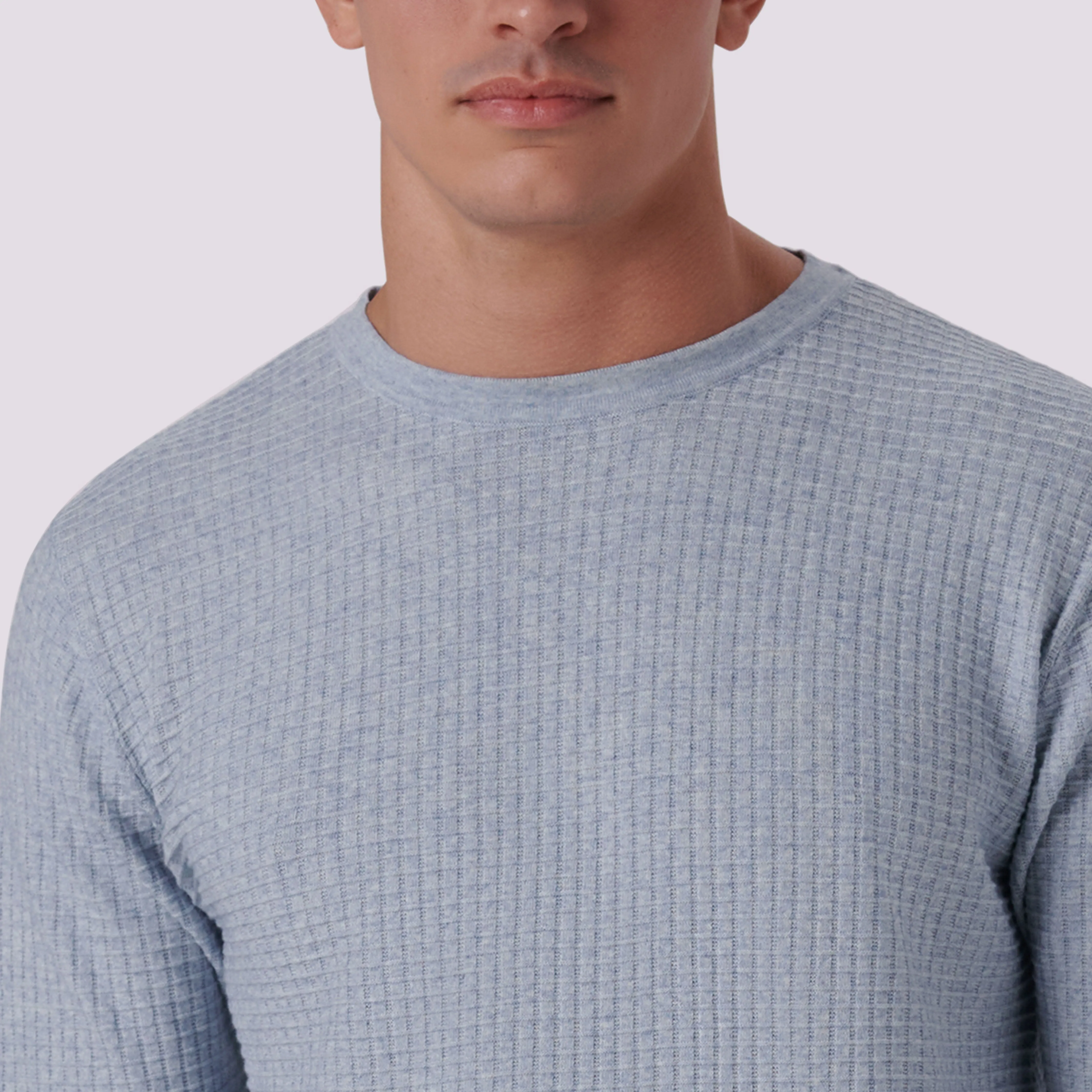 Waffle Knit Cotton Cashmere Crew Neck Sweater