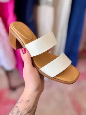 White Double Strap Heel Sandals
