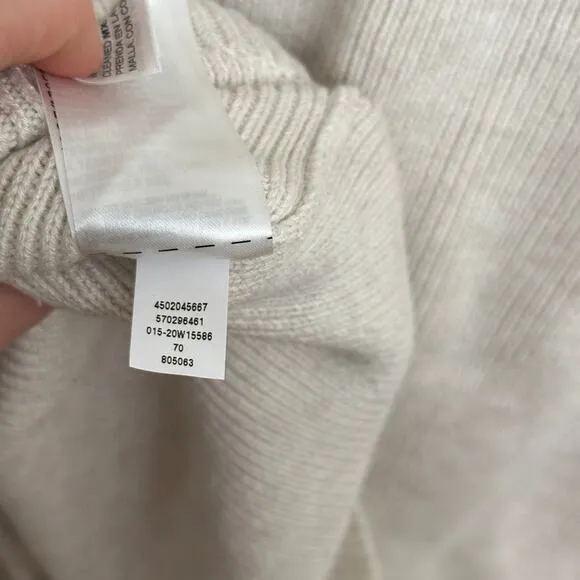 WHITE HOUSE BLACK MARKET Chain Detail Ribbed Sweater Heather Cream Sz XL {V17}