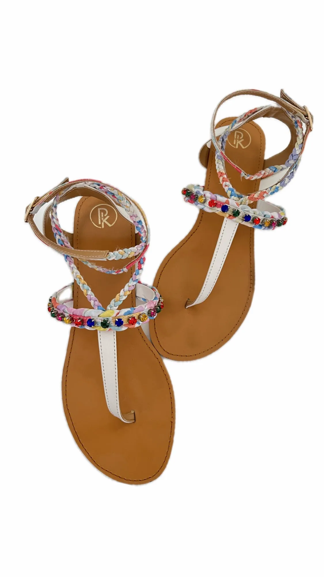 White Poppy T Strap Sandals