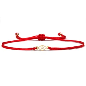 White Tiny Evil Eye Charm Red String Protection Bracelet