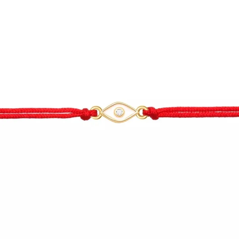 White Tiny Evil Eye Charm Red String Protection Bracelet