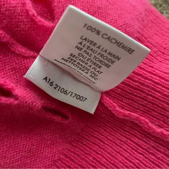 White   Warren Hot Pink Cashmere Sweater