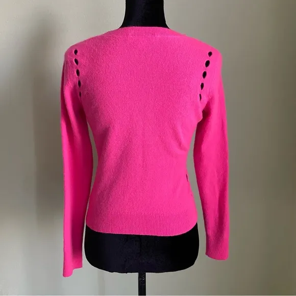 White   Warren Hot Pink Cashmere Sweater