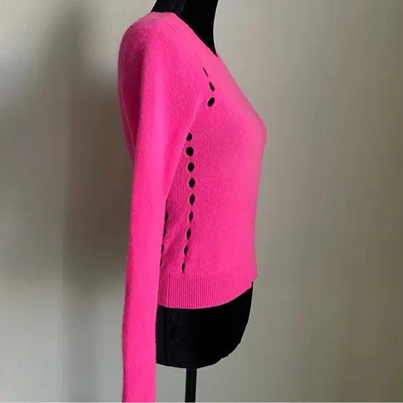 White   Warren Hot Pink Cashmere Sweater