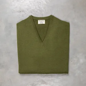 William Lockie Oxton Cashmere V-Neck Loden