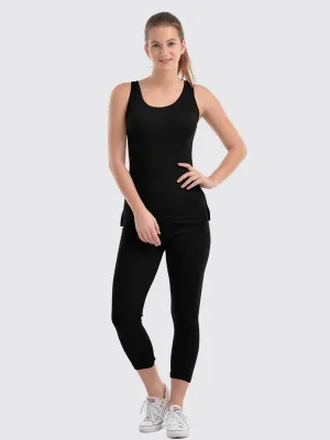 Women Black Solid Thermal-Lower L/LOWER_BK
