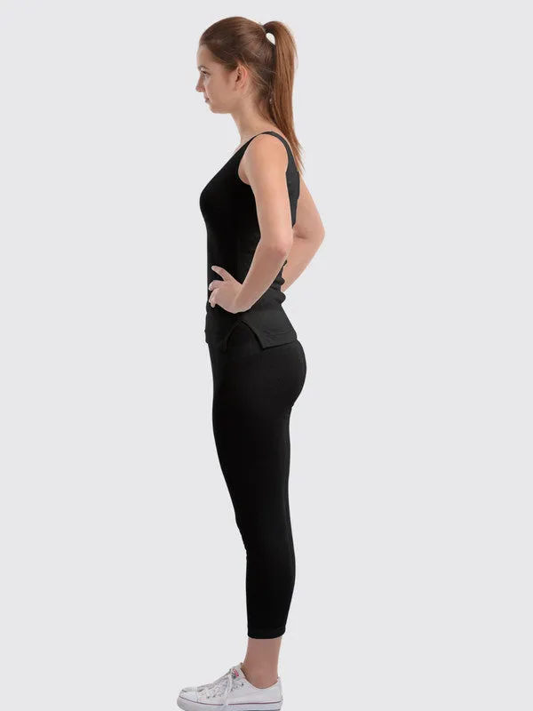 Women Black Solid Thermal-Lower L/LOWER_BK