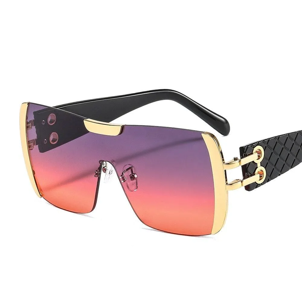 Women Luxury Sunglasses Oversized One Lens Fashion Shades UV400 Vintage Glasses
