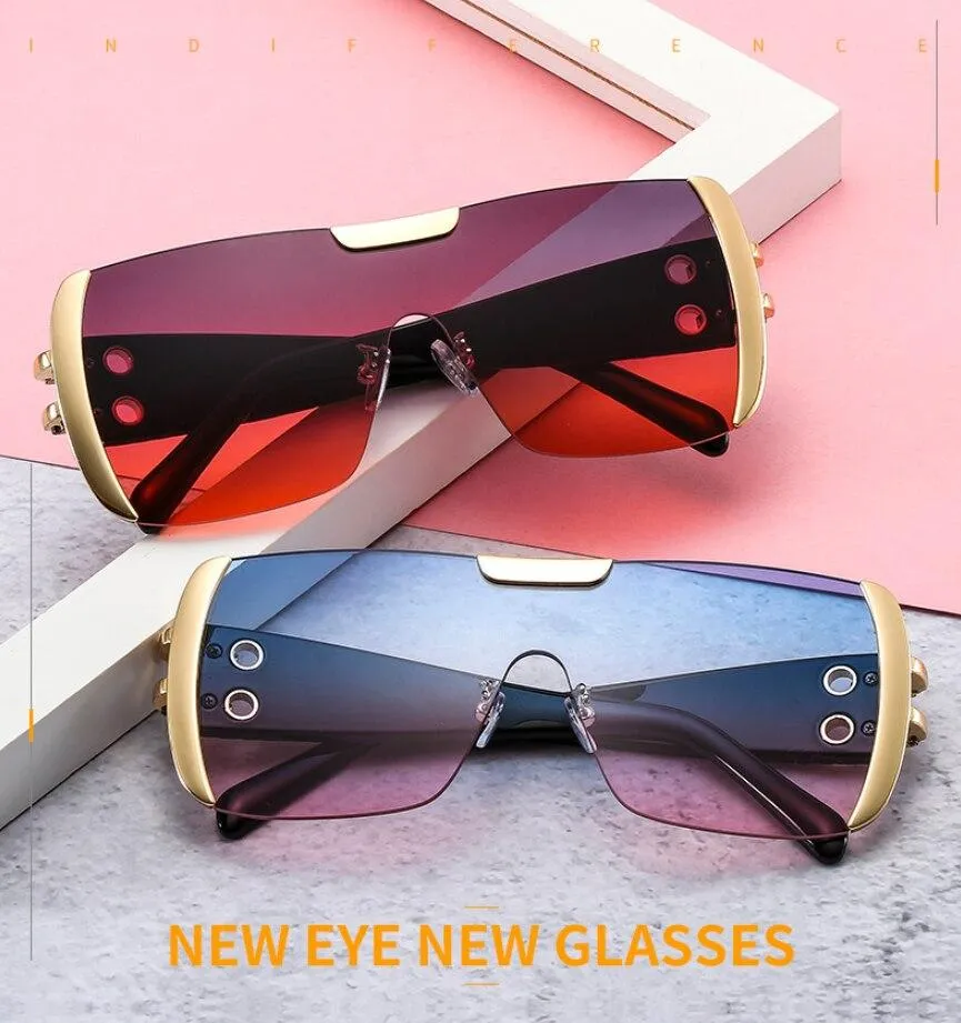Women Luxury Sunglasses Oversized One Lens Fashion Shades UV400 Vintage Glasses