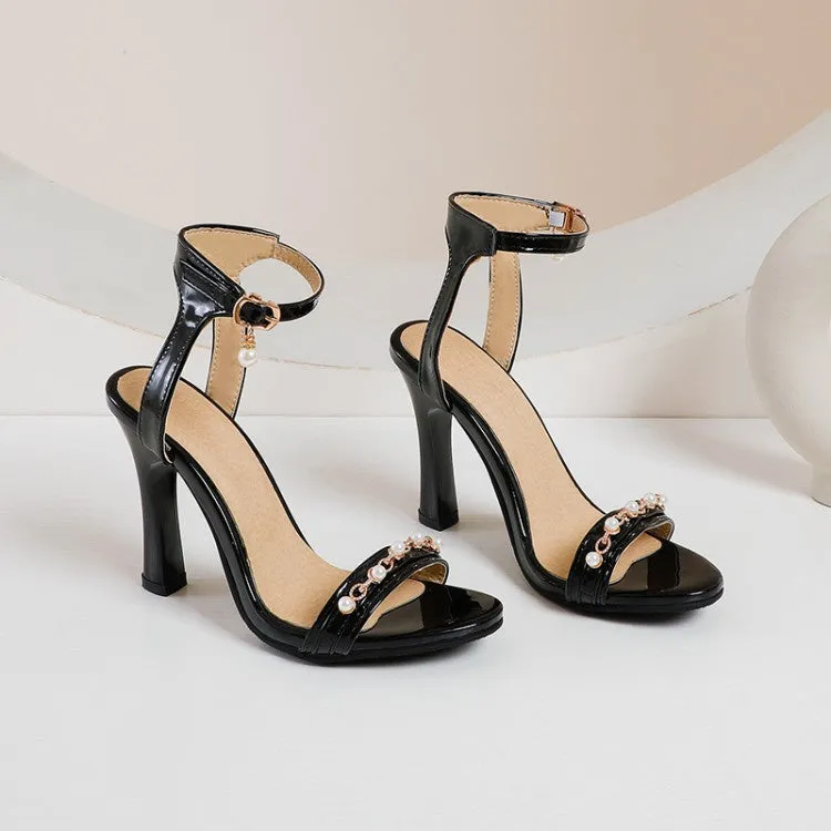 Women's Ankle Strap Pearl High Heel Sandals