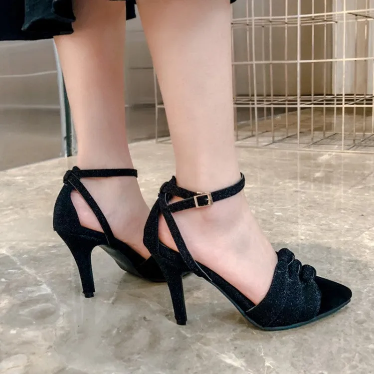Women's Bling Bling Pointed Toe Ankle Strap Stiletto High Heel Sandals