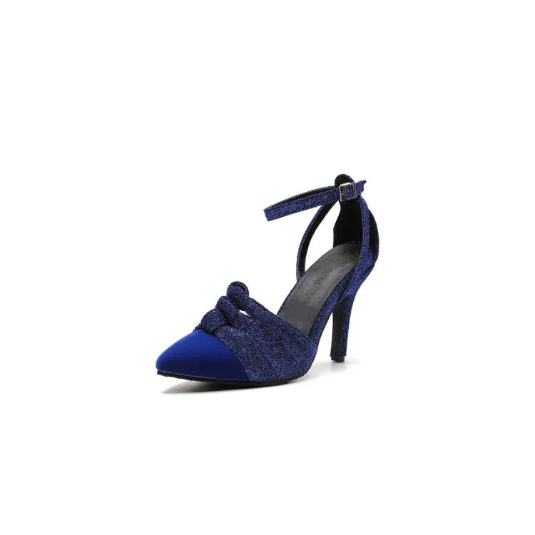Women's Bling Bling Pointed Toe Ankle Strap Stiletto High Heel Sandals