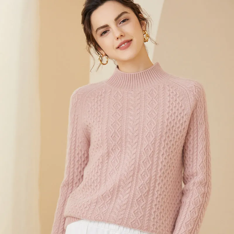 Women's Cashmere Sweater Long Sleeve Winter Mock neck Warm Cashmere Sweater