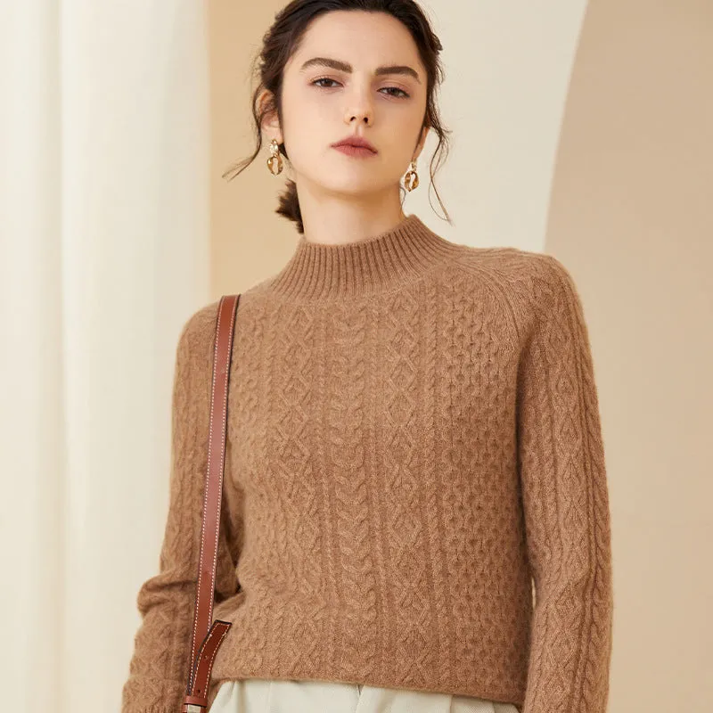 Women's Cashmere Sweater Long Sleeve Winter Mock neck Warm Cashmere Sweater