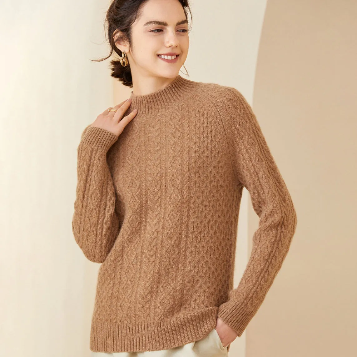 Women's Cashmere Sweater Long Sleeve Winter Mock neck Warm Cashmere Sweater