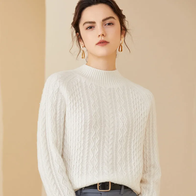 Women's Cashmere Sweater Long Sleeve Winter Mock neck Warm Cashmere Sweater