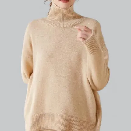 Women's Cashmere Turtle Neck Pullover Sweater | Soft, Warm, Lightweight Knit for Cozy Comfort