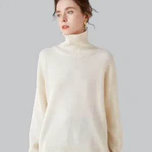 Women's Cashmere Turtle Neck Pullover Sweater | Soft, Warm, Lightweight Knit for Cozy Comfort