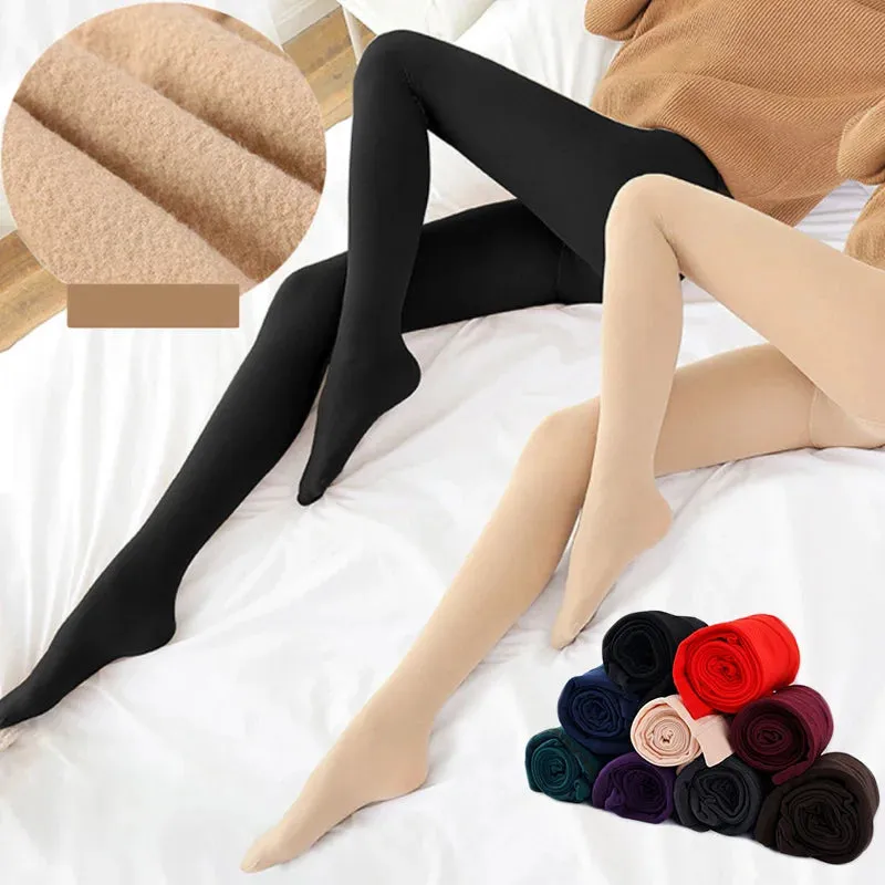 Women's Fleece-Lined Thermal Pantyhose – Cozy Warmth with a Flattering Fit