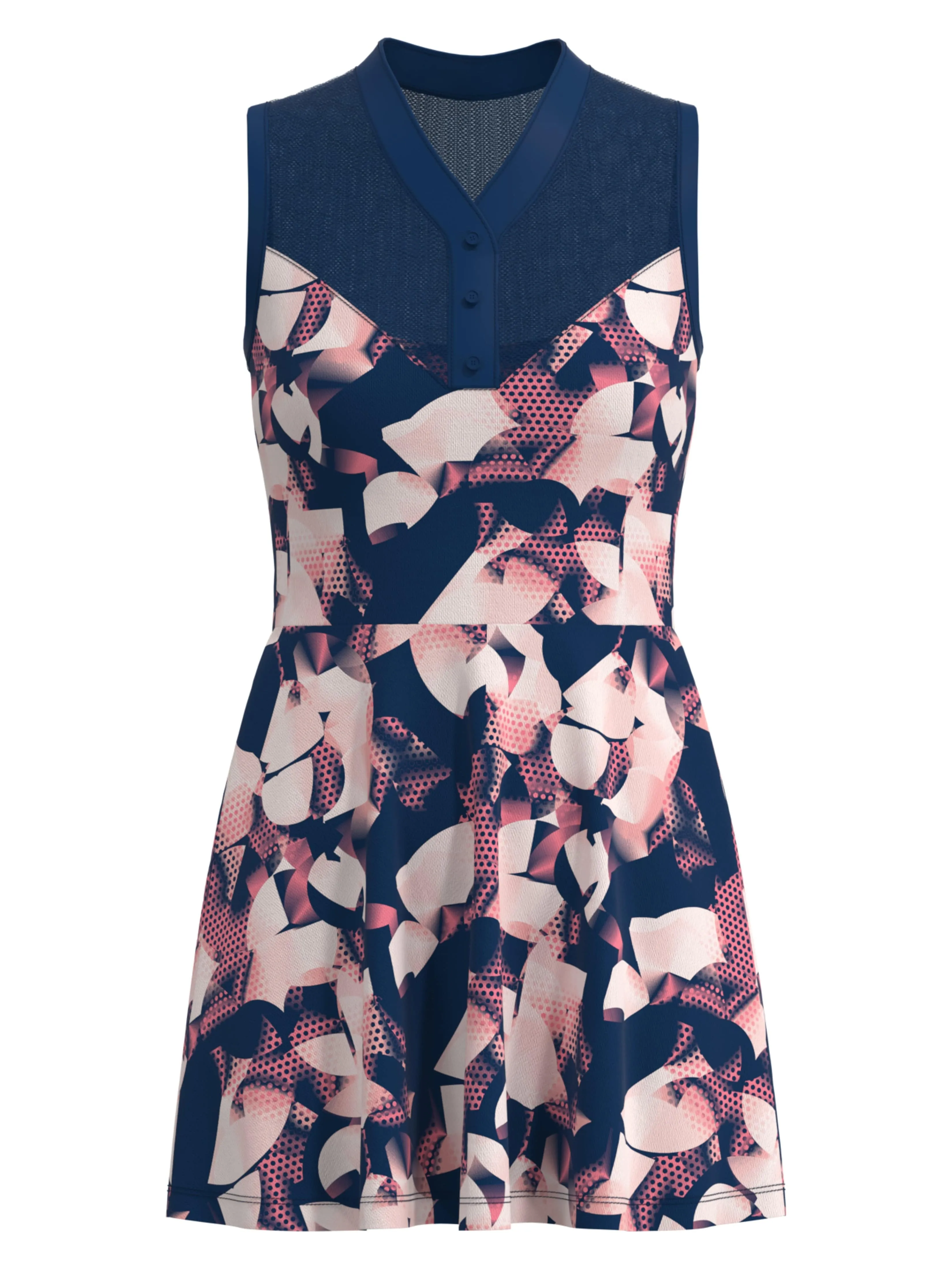 Women's Floral Print Tennis Dress with Mesh Yoke