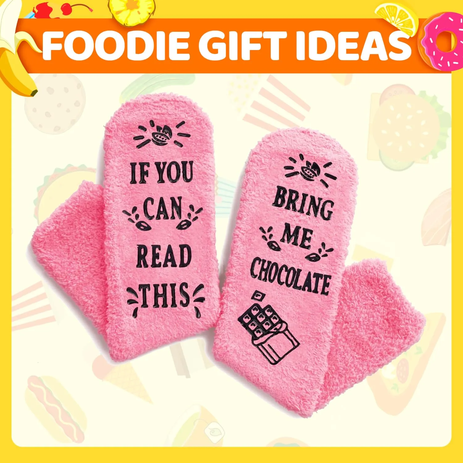 Women's Fuzzy Pink "Bring Me Chocolates" Socks