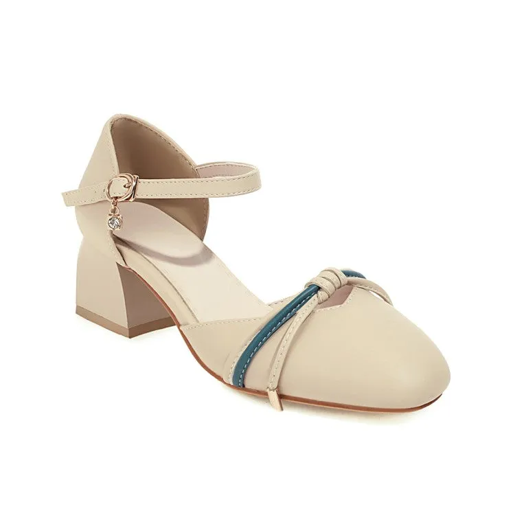 Women's Knot Ankle Strap Block Heel Sandals