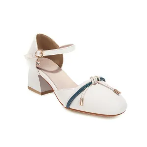 Women's Knot Ankle Strap Block Heel Sandals