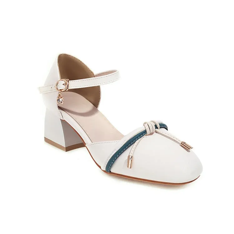 Women's Knot Ankle Strap Block Heel Sandals