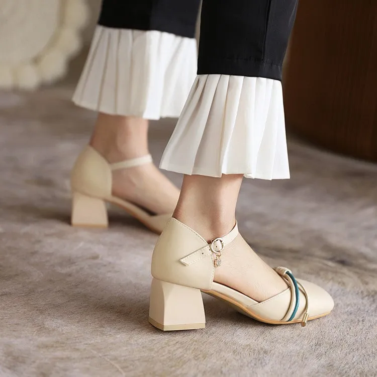Women's Knot Ankle Strap Block Heel Sandals