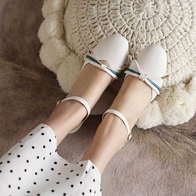 Women's Knot Ankle Strap Block Heel Sandals