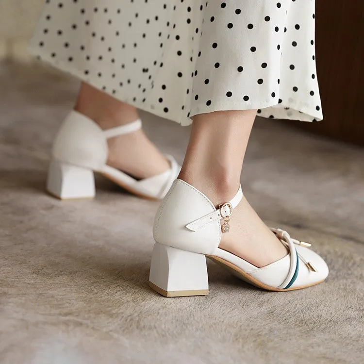 Women's Knot Ankle Strap Block Heel Sandals