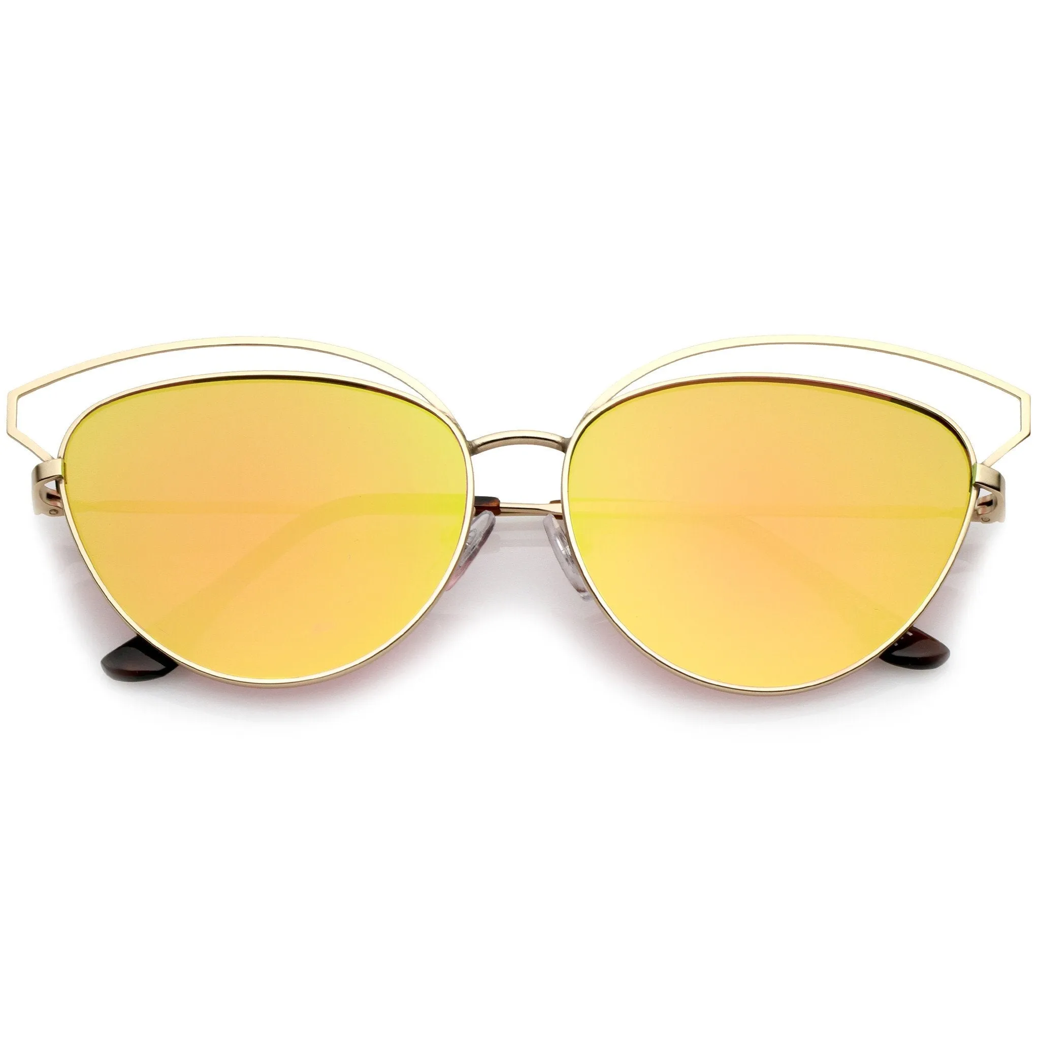 Women's Laser Cut Mirrored Flat Lens Cat Eye Sunglasses A761