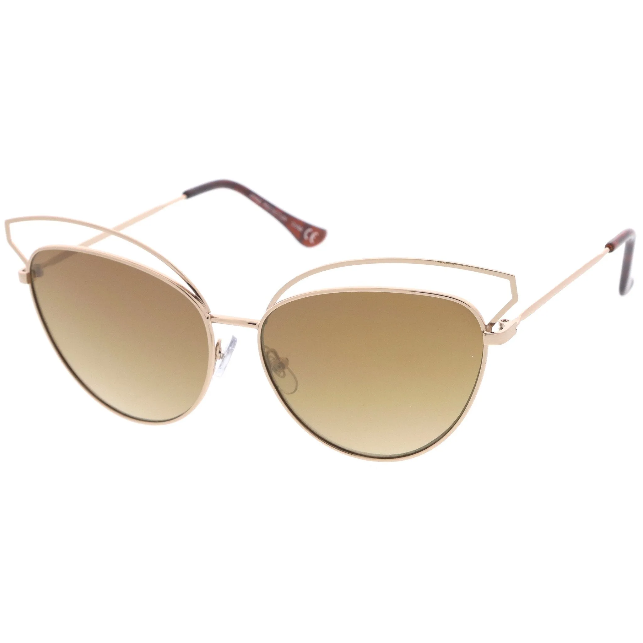 Women's Laser Cut Mirrored Flat Lens Cat Eye Sunglasses A761